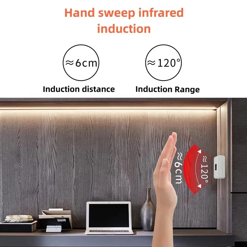 Clearance_GGbingo 2M LED-Streifenlicht, Hand-Sweep-Winksensor, 5 V USB, 2835, Hintergrundbeleuchtung, LED-TV-Küche, unter dem Schrank, Lampe für Kabine