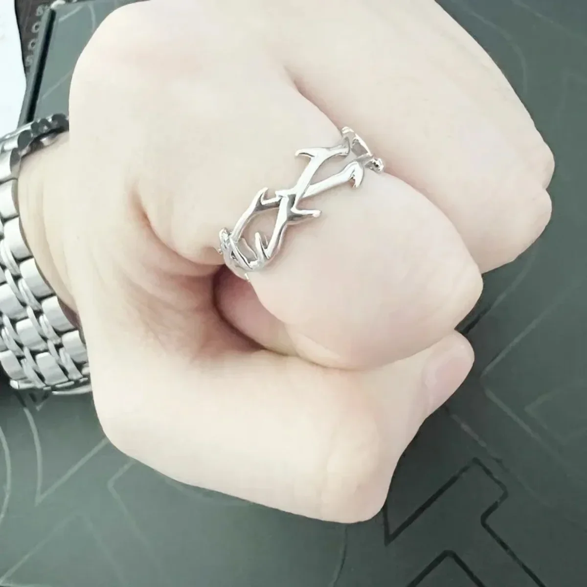 Anillos divididos clásicos Punk, anillos ajustables simples de acero inoxidable para mujeres, hombres, parejas, accesorios de joyería