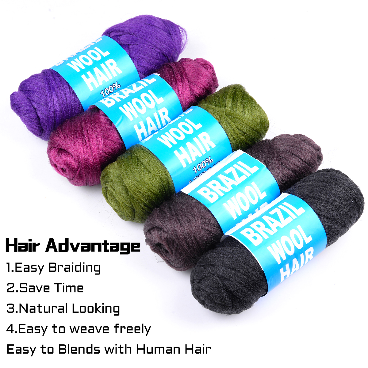 女性のための合成かぎ針編みのヘアエクステンション,ブラジルのウールの人工毛,アフリカの髪,ストランド,偽の髪,4パック