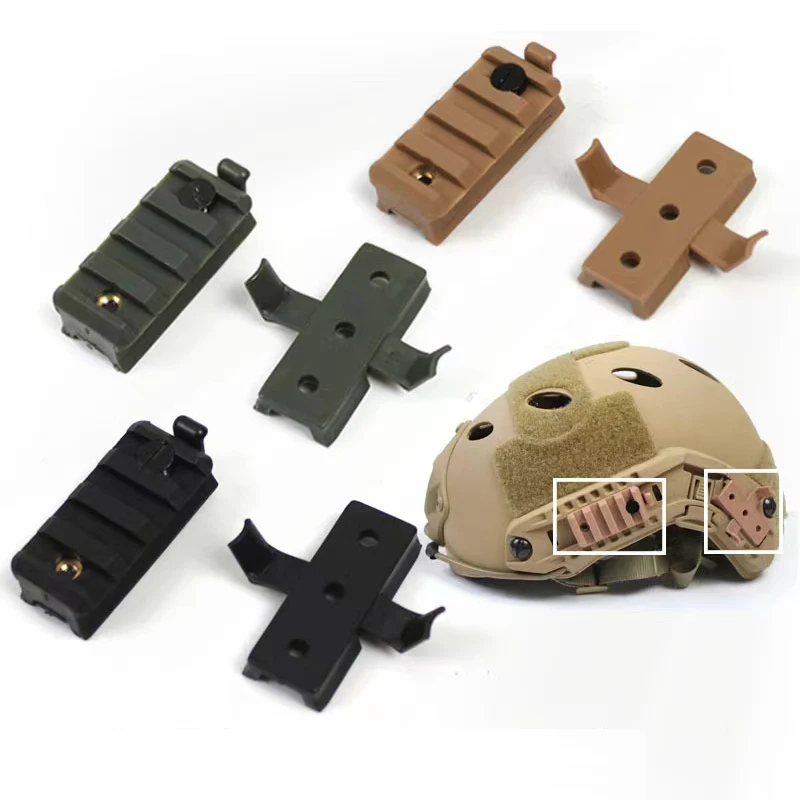 BOOIU 2PCS Helm Schiene Slider Taktische Airsoft Helm Schiene Zubehör Kunststoff Taschenlampe Halterung Set Schnelle Stil Helm Schiene Adapter