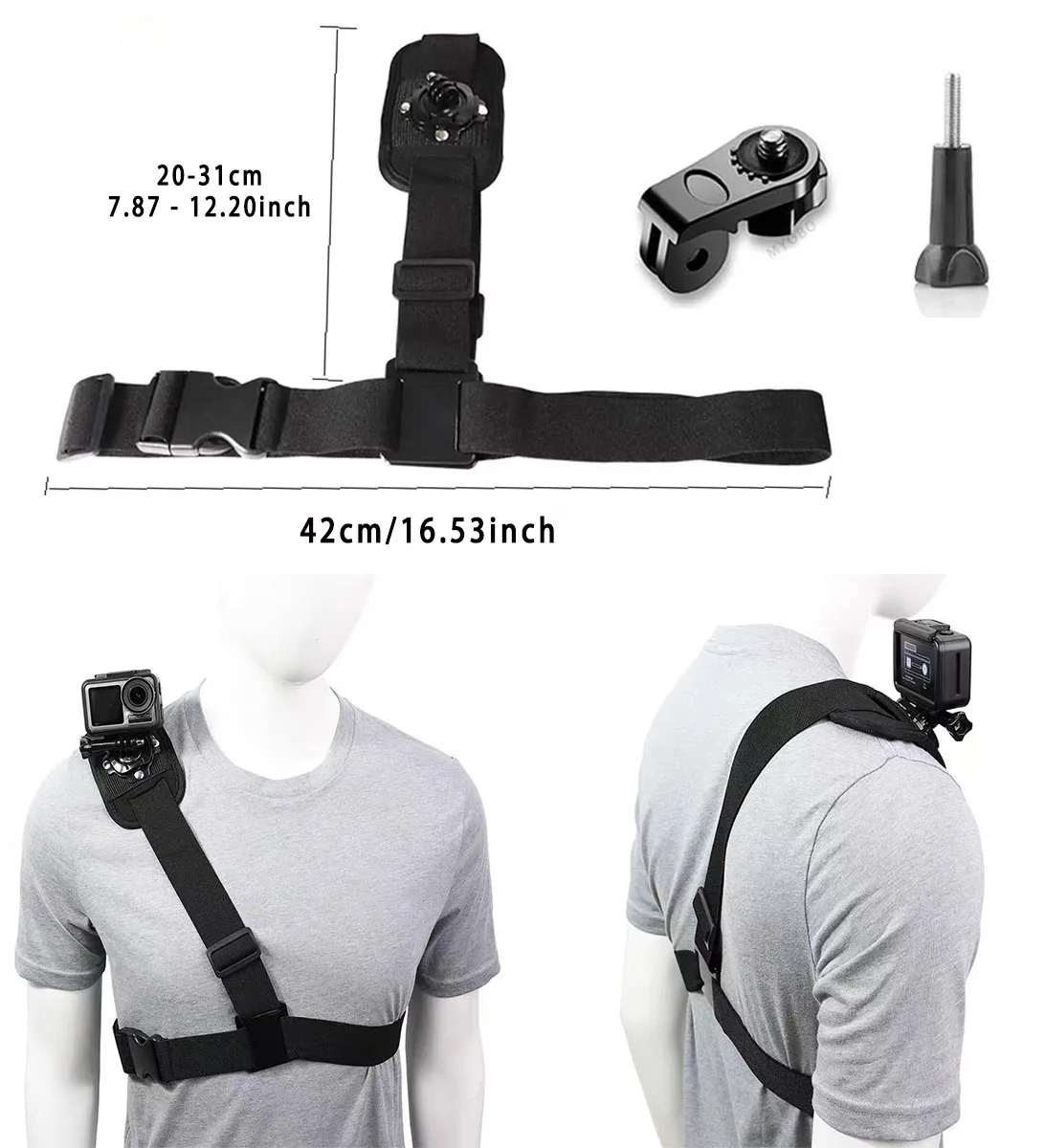 360° Shoulder Strap Mount for DJI Osmo Action 5 Pro Chest Harness for SJCAM Insta360 X4 GoPro Hero 13 12 11 Camera Accessories