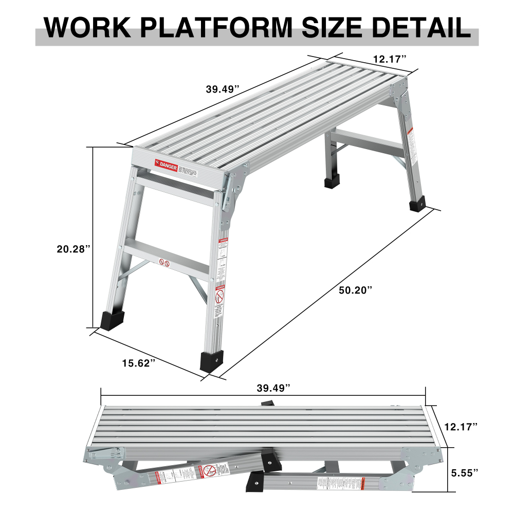 40" Multi Functional Aluminum Alloy Household Car Wash Stool Decoration Portable Folding Tool Climbing Platform Two-step Ladder