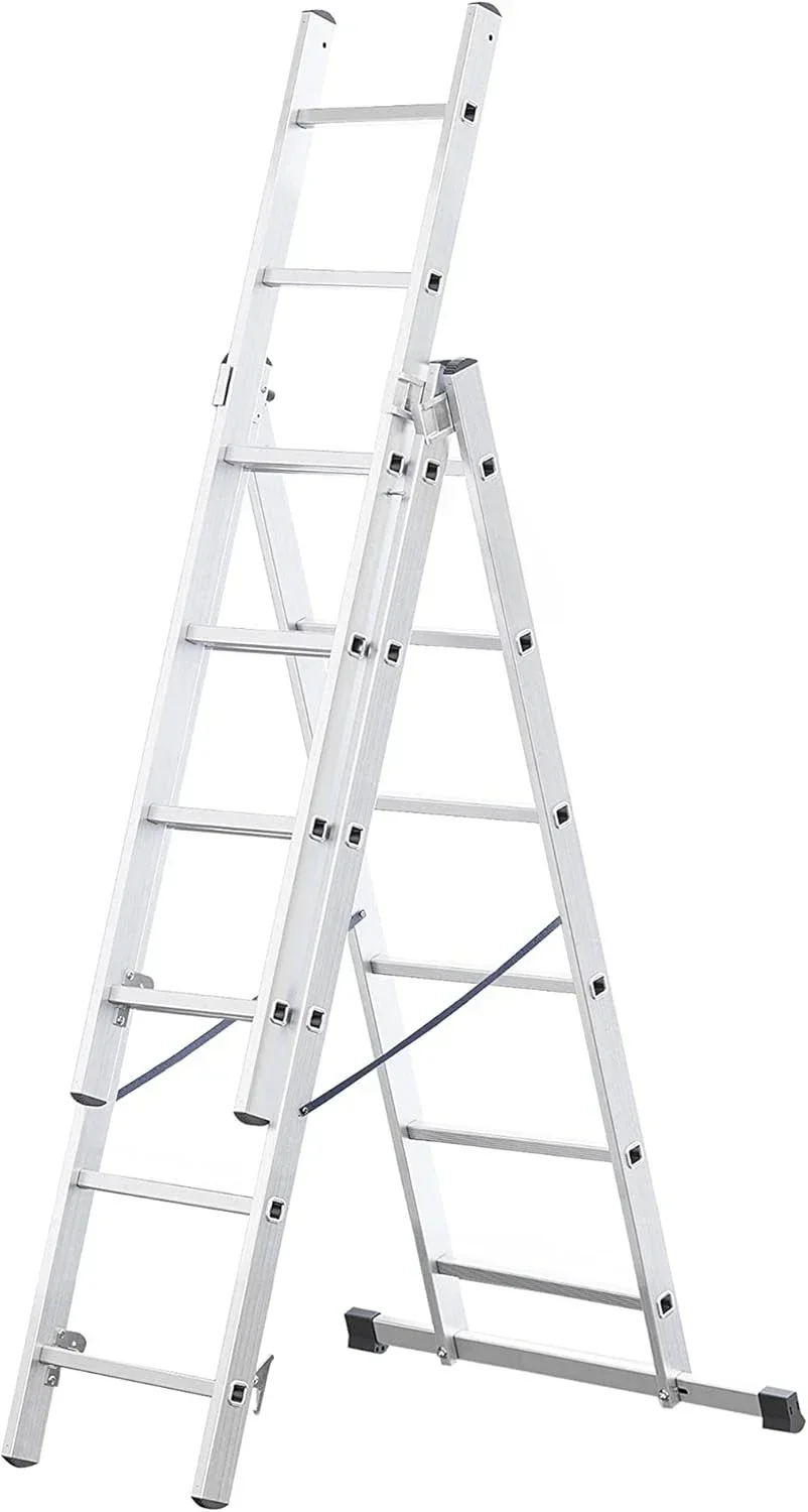 (Envío gratis) Home Escalera Aluminio 3 Elementos - Escalera Tijera 3x6 Peldaños - Escalera de Tijera de Aluminio Ligera