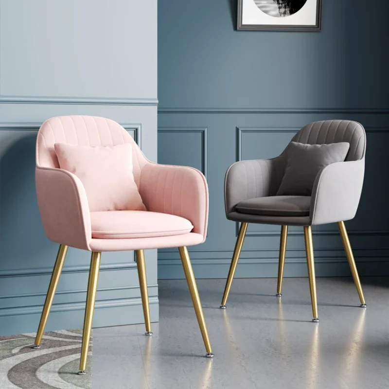 Nordic Fashion Metal Dining Chair - Light Luxury Suede, Modern Makeup Stool, Elegant Seating, Stylish Home Decor