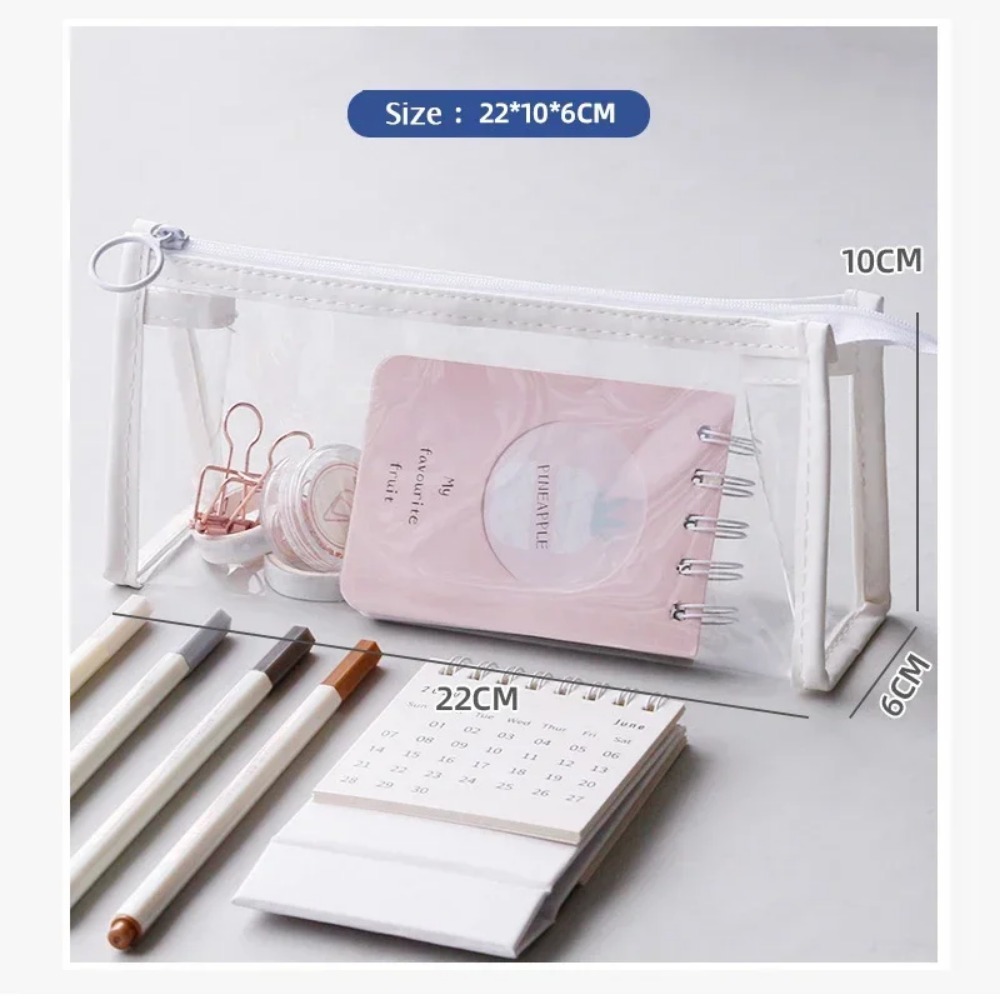 Astuccio trasparente Borsa per penne semplice di grande capacità Borsa per cosmetici Kawaii Forniture per ufficio di cancelleria per studio scolastico