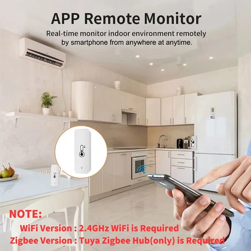 WiFi สมาร์ทอุณหภูมิความชื้นเซนเซอร์ในร่มเครื่องวัดความชื้น Controller การตรวจสอบทํางานร่วมกับลําโพงสมาร์ท Alexa Google Home ใหม่