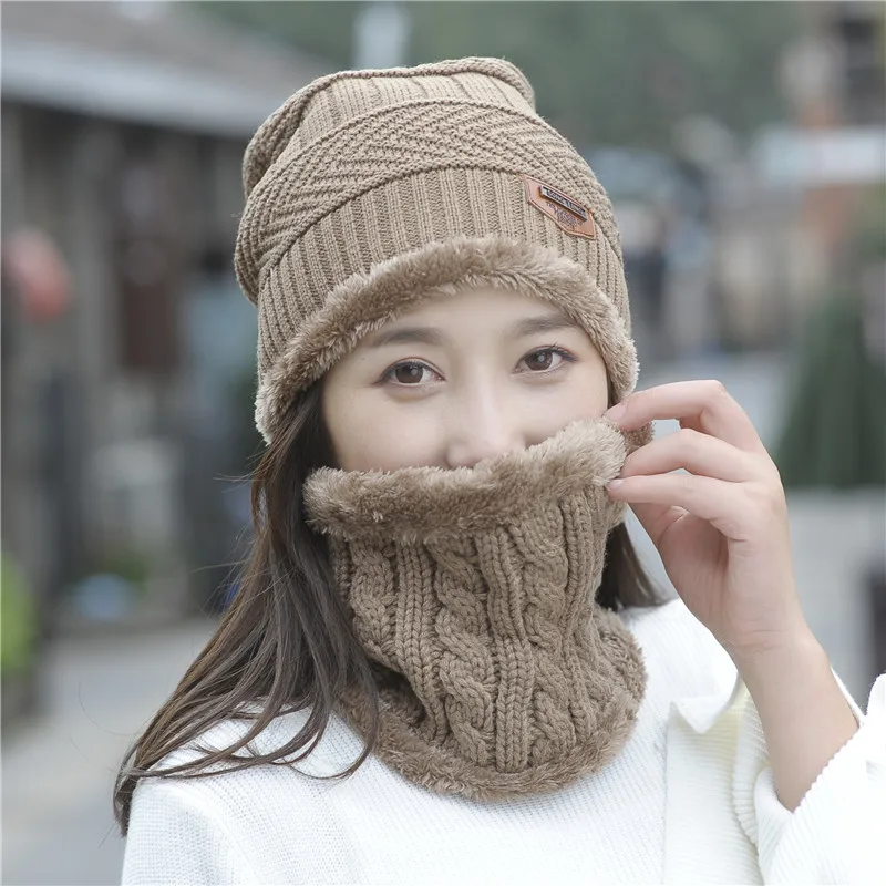 Women's Autumn Winter Wool Cap Winter Women's Knit Hat Fashion Winter Women's Hat Balaclava Hats Two-piece Men's Hat Wholesale