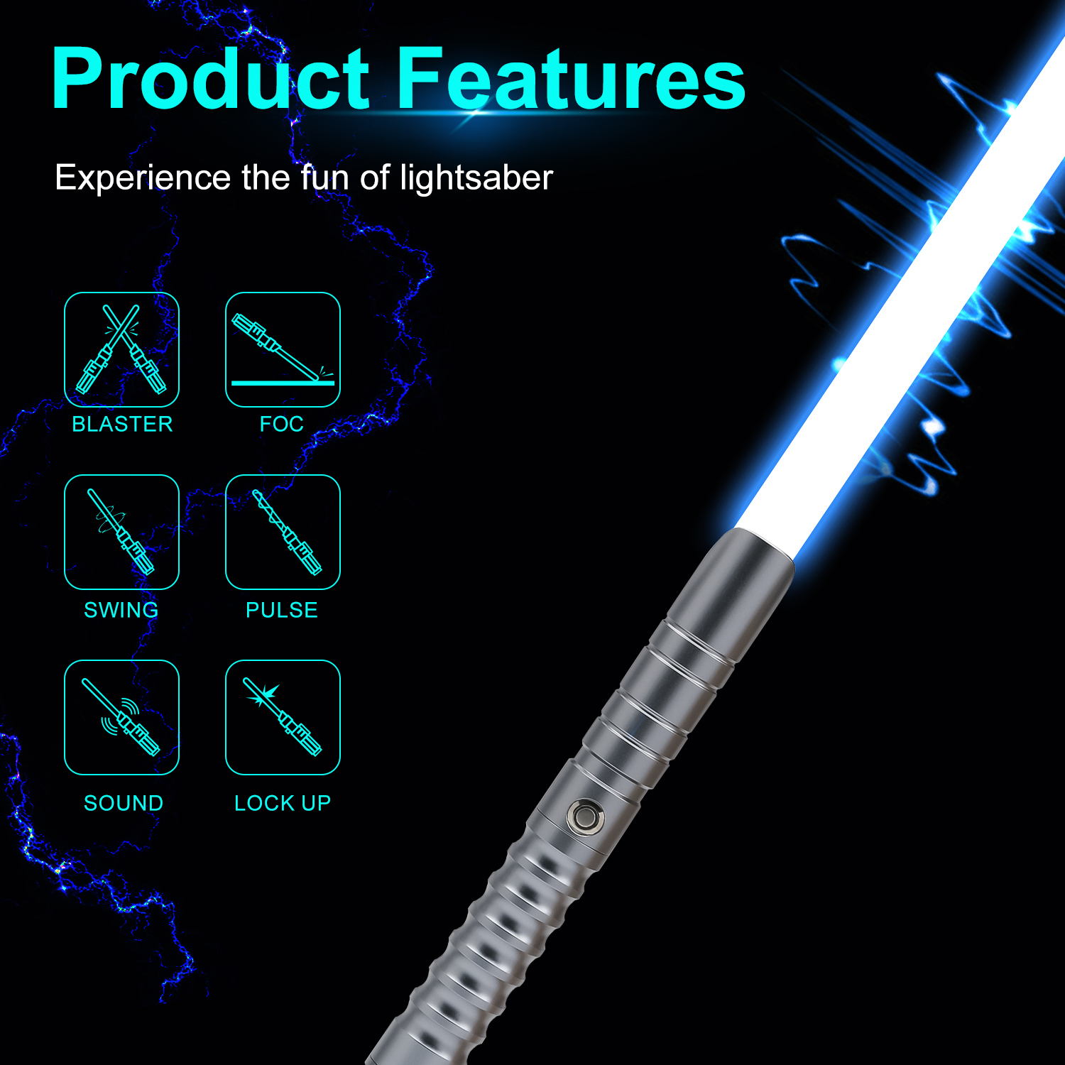 TXQSABER Lichtschwert RGB Neo Pixel Smooth Swing Heavy Dueling Metallgriff Typ C Blaster Ghost Yoda Jedi Cosplay Spielzeug Laserschwert