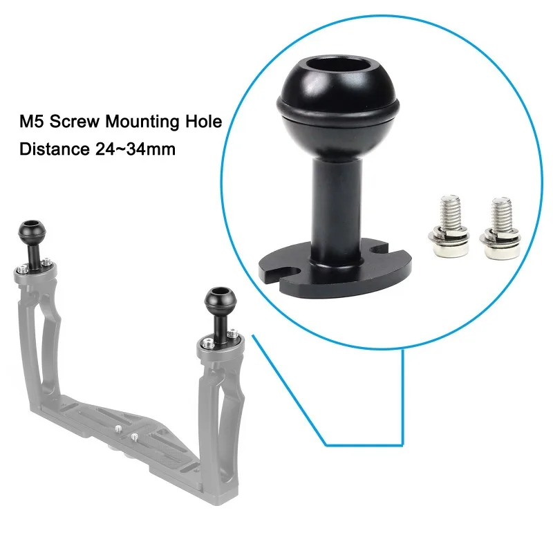 1 inch Ball Head Adapter 1/4" Screw Fixed Mount Butterfly Clip for Gopro SLR Camera Underwater Diving Bracket Tray Light Clamp