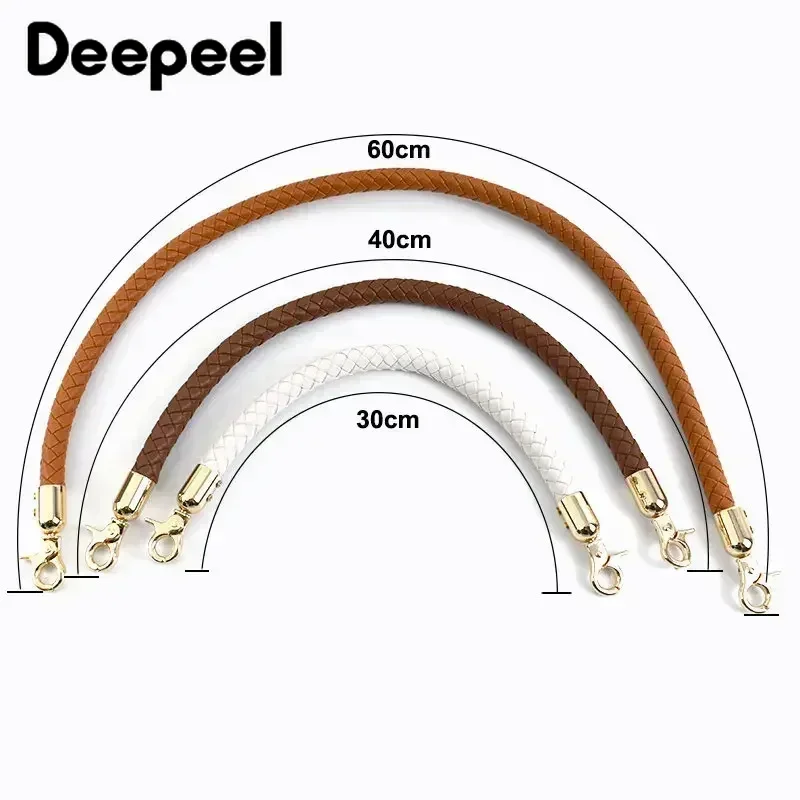 30/40/60mm Fashion PU Leather Woven Handbag Handles Metal Buckle for Women Bag Purse Replace Shoulder Strap Handle Accessories
