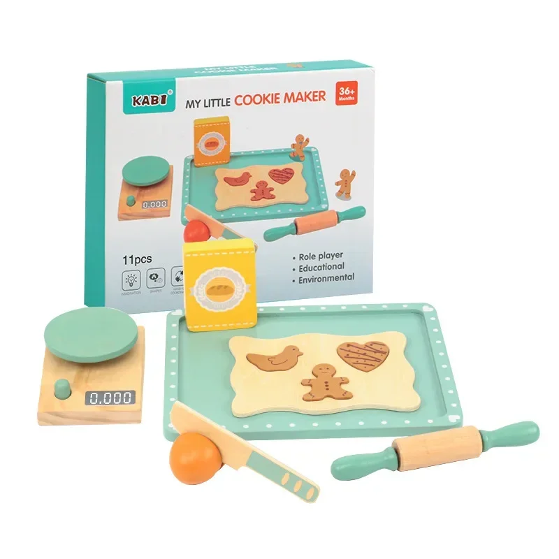 Ensemble de jouets de cuisine pour enfants, cafetière en bois, Kit de Simulation de machine à biscuits, jouets éducatifs, cadeaux pour filles et garçons