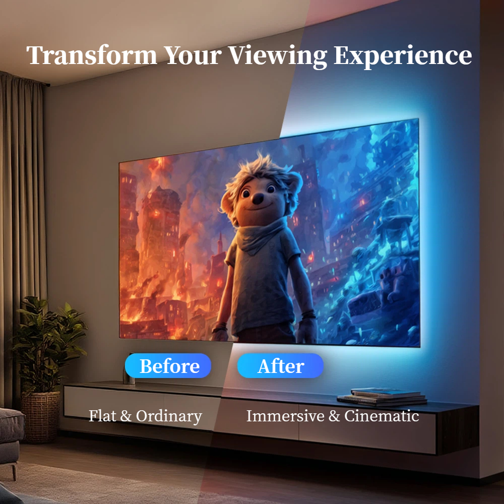 LED HDMI Sync TV Backlight with Dynamic Ambiance Lighting | LED Light Strip Works with TV Box/PS5/Fire Stick| Gaming Mode