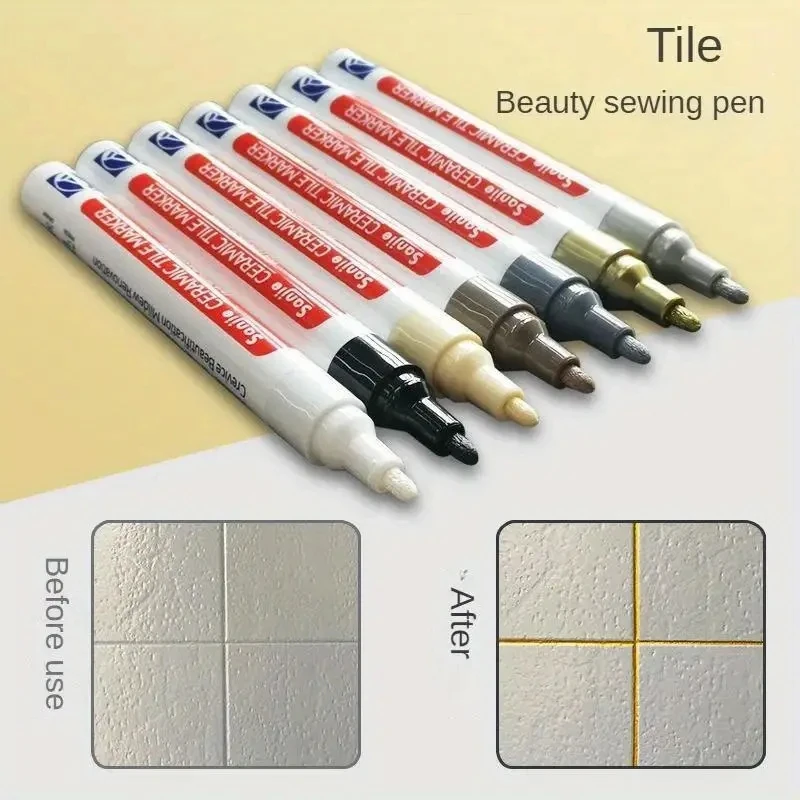 Pennarello per malta per piastrelle in ceramica impermeabile, penna per cucitura resistente al muffa per pennarello per riparazione di pareti e pavimenti per cucina e bagno