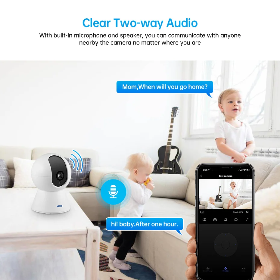 KERUI Mini Indoor Wireless 5MP Tuya Smart WiFi IP Camera Home Security CCTV Telecamera di sorveglianza con tracciamento automatico Onvif