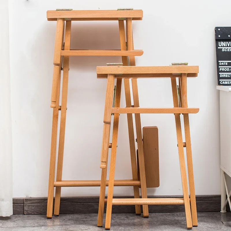 Silla de director plegable de madera maciza para ocio al aire libre, taburete de maquillaje con respaldo de lona, asiento práctico de llevar, silla de pesca