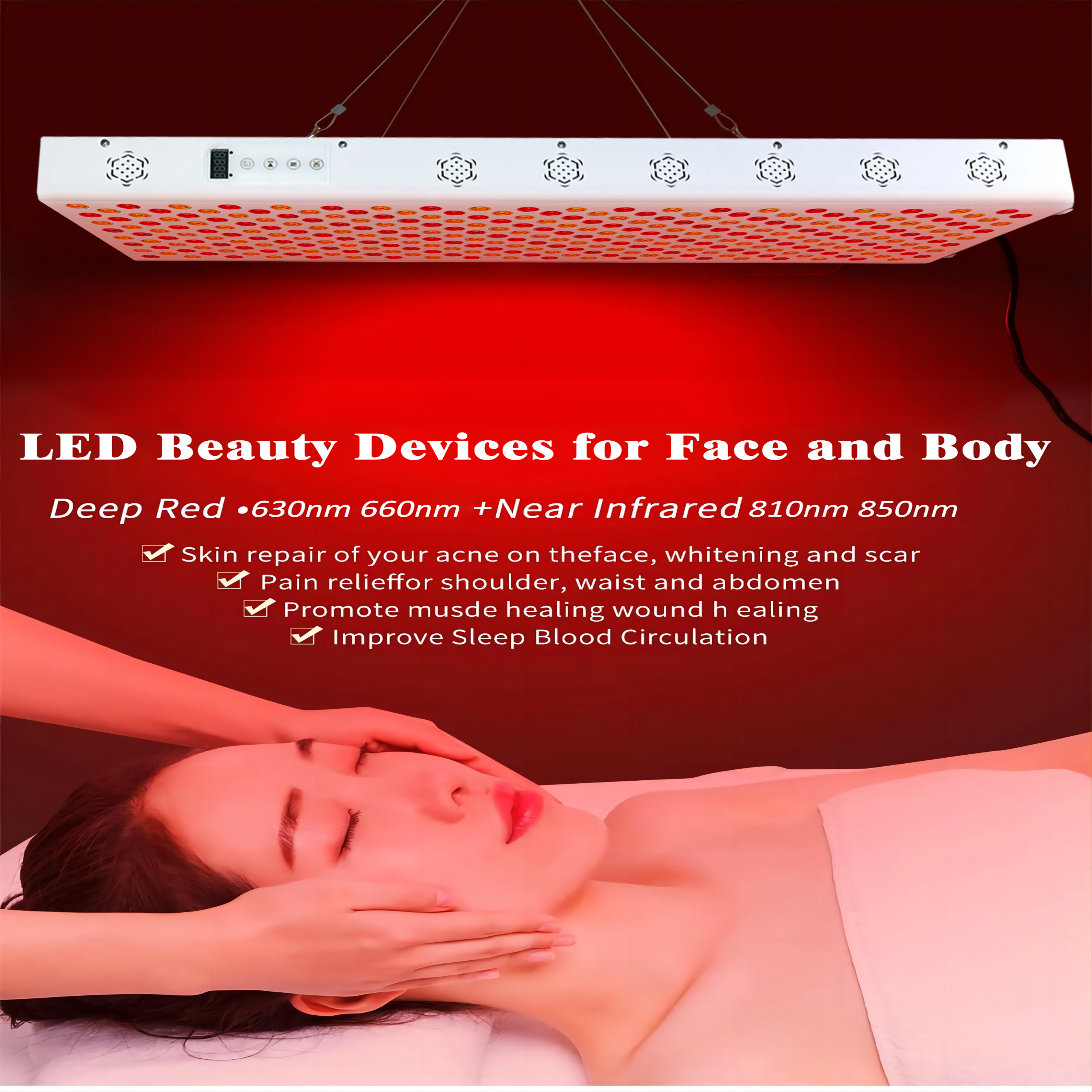 Không Nhấp Nháy Thấp EMF Đỏ Liệu Pháp Ánh Sáng Đèn 630nm 660nm Gần Đèn Hồng Ngoại Trị Liệu 810nm 850nm Toàn Thân, ánh Sáng Đỏ Trị Liệu Bảng Điều Khiển