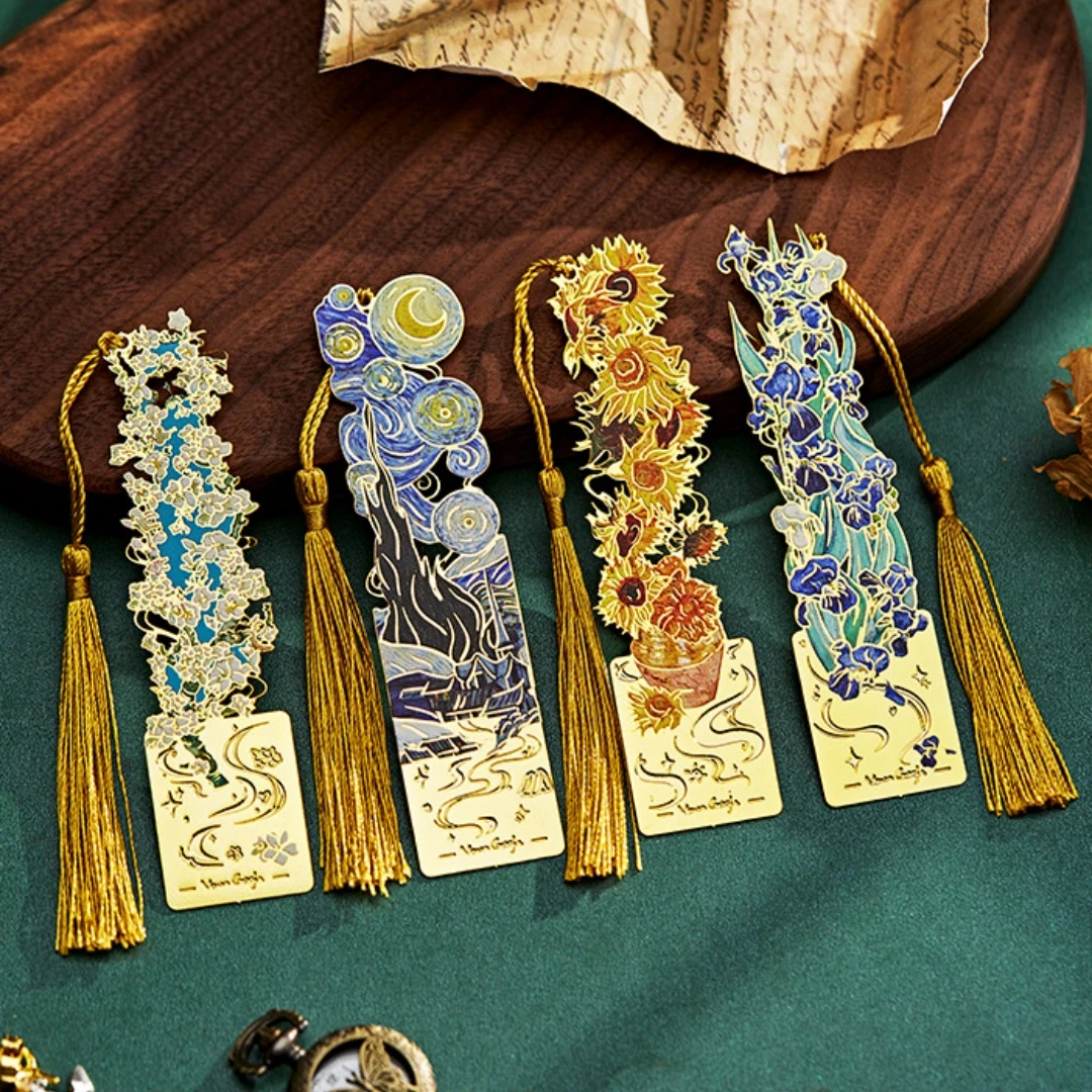 Marcapáginas de Metal con pintura al óleo de Van Gogh Vintage, herramienta de lectura para amantes de los libros, amigos, premios para estudiantes, regalo de graduación