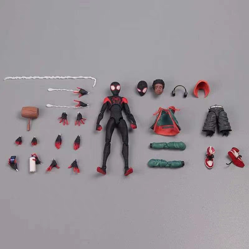 Figuras de acción de Miles Morales Spider Man, 15cm, multiaccesorios, superhéroe, Spiderman, estatuas móviles, modelo, adornos coleccionables