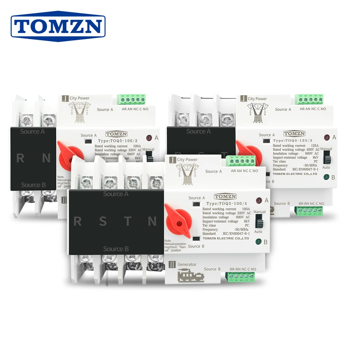 2P 63A 230V Động MCB Loại Điện Kép Tự Động Chuyển Công Tắc Cá Tính ATS