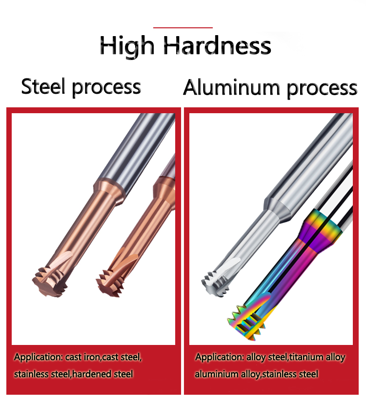 Nuevo DLC M1 M6 M8 M10 M16 HRC65 broca cortadora de hilo Tridentate tres dientes procesamiento de aluminio fresas de hilo de aleación de acero de tungsteno