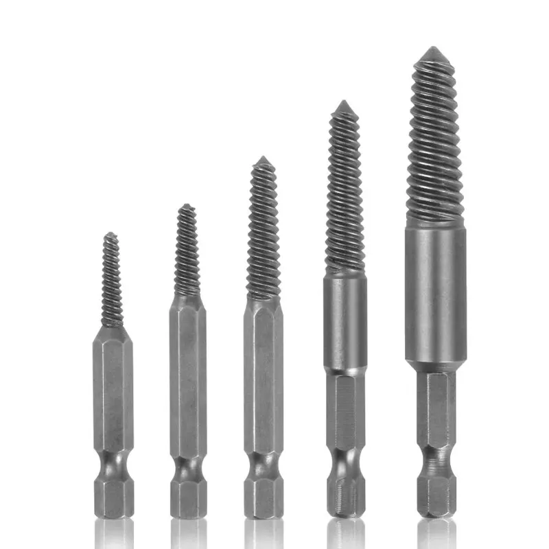 5PC Hexagonal Handle Broken Head Screw Extractor Power Tool Accessory Hexagonal Broken Thread Extractor Thread Set