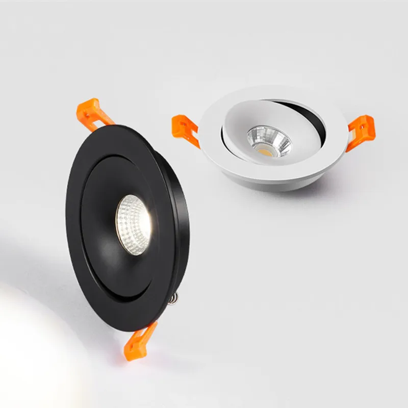 Hình Dáng Tròn 360 Góc Điều Chỉnh Đèn LED Âm Trần COB Đèn LED Downlight Âm Trần Tròn Đen/Trắng 9W 12W Đèn LED Âm Trần 15W đèn Pic Nền Focos
