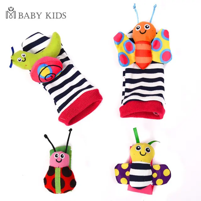เกมเด็ก Plush Rattle ถุงเท้า Sensory ของเล่นสําหรับทารกทารกแรกเกิดอุปกรณ์เสริมตุ๊กตาสัตว์นาฬิกาข้อมือ Rattle ของเล่นเด็ก 0 3 6 12 เดือน