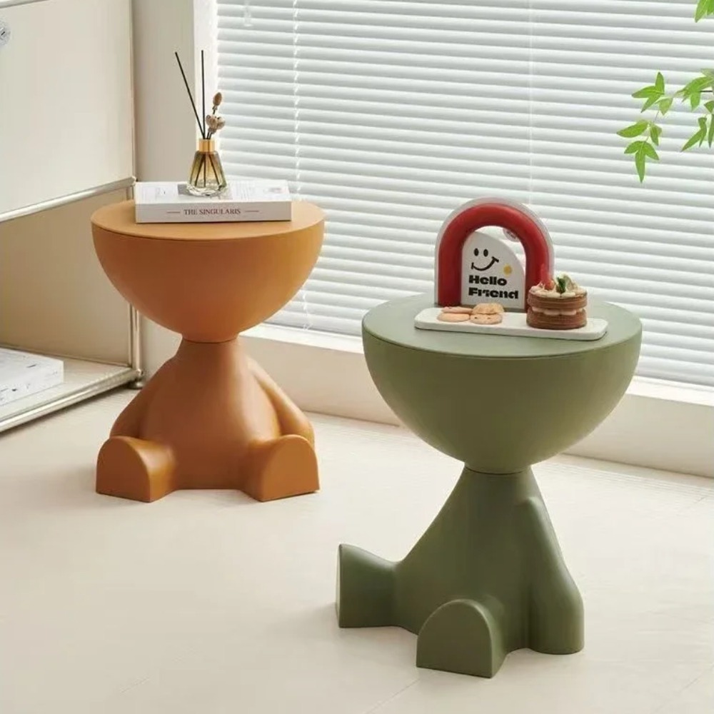 Cream Coffee Table Sofa Bed Side Table Creative Flat Head Plastic Round Tables Modern Simple Home Accessories Living Room Decor