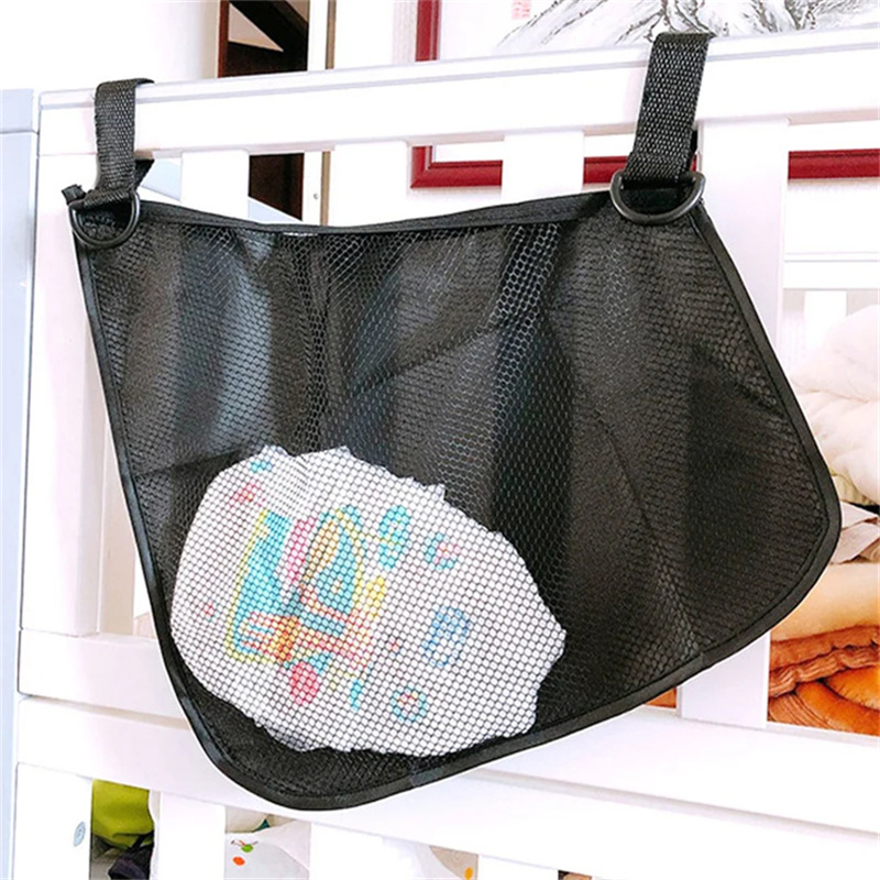 Baby Stroller Bag Side Hook Hanger Diaper Nappy Organizer Bag Mesh Side Hanging Bag Baby Stuff Storage Umbrella Stroller Accesso