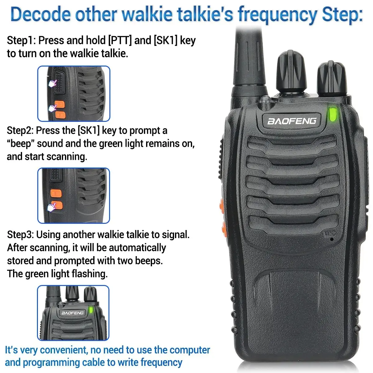 Baofeng BF-888S Pro Walkie Talkie Frequência de cópia sem fio de longo alcance BF888S Ham Radio para caça Transceptor Rádio em dois sentidos