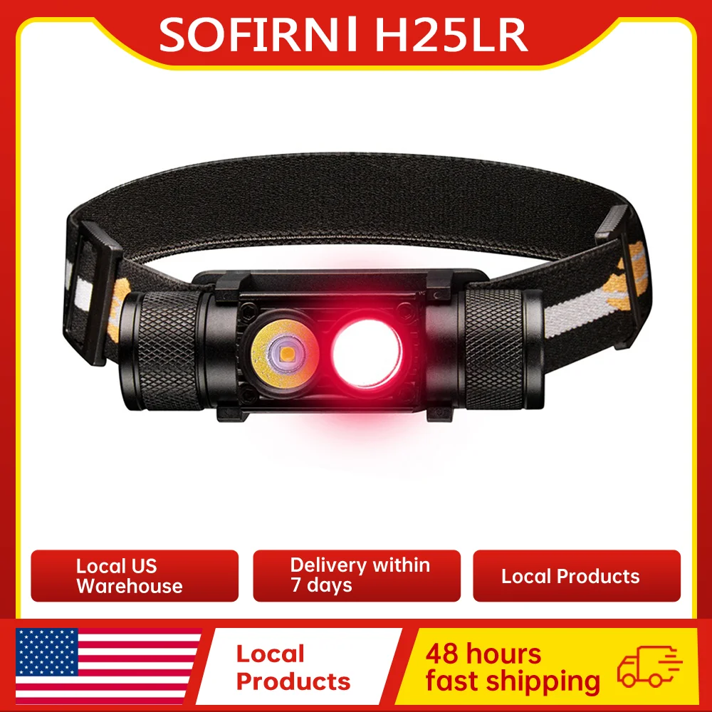 H25LR LED 90 High CRI Rechargeable Headlamp Powerful Lightweight Head Flashlight with Bright White Light  660nm Deep Red Torch
