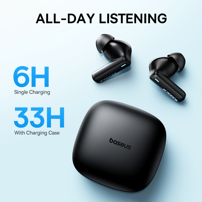 Baseus Bowie E19 ワイヤレスイヤホン Bluetooth 5.3 ビッグバス 12 ミリメートルドライバー IPX5 防水イヤホン 33 時間バッテリー寿命ヘッドフォン