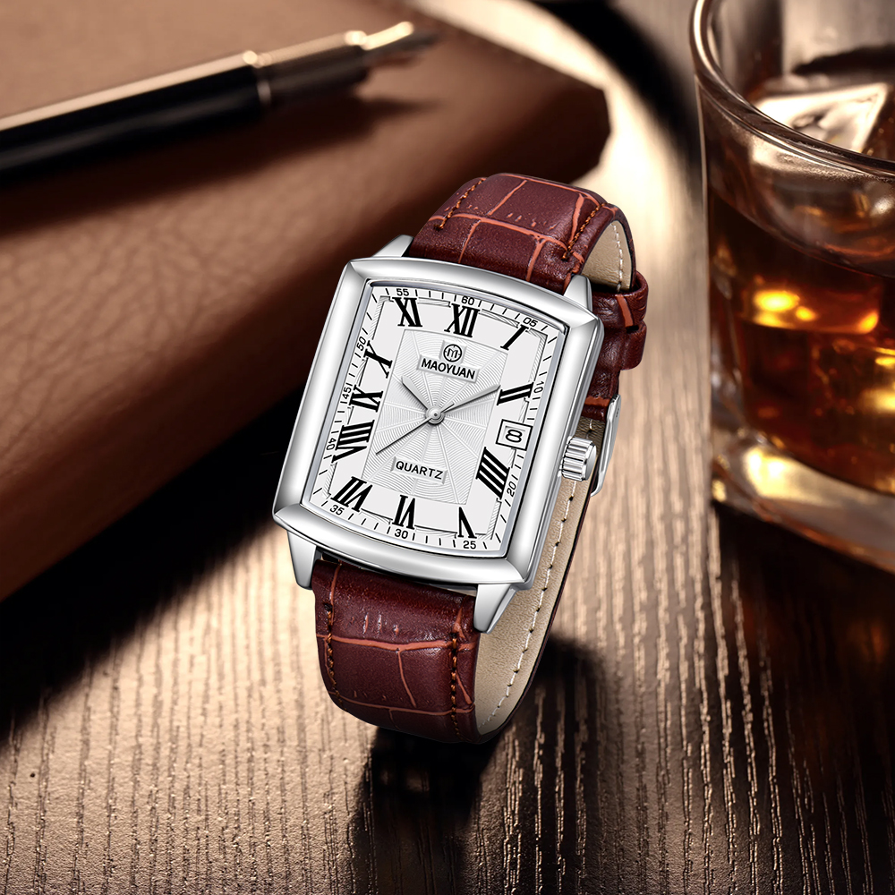 MAOYUAN новые квадратные европейские и американские повседневные кожаные кварцевые часы водонепроницаемые спортивные часы с календарем римские цифровые часы для мужчин