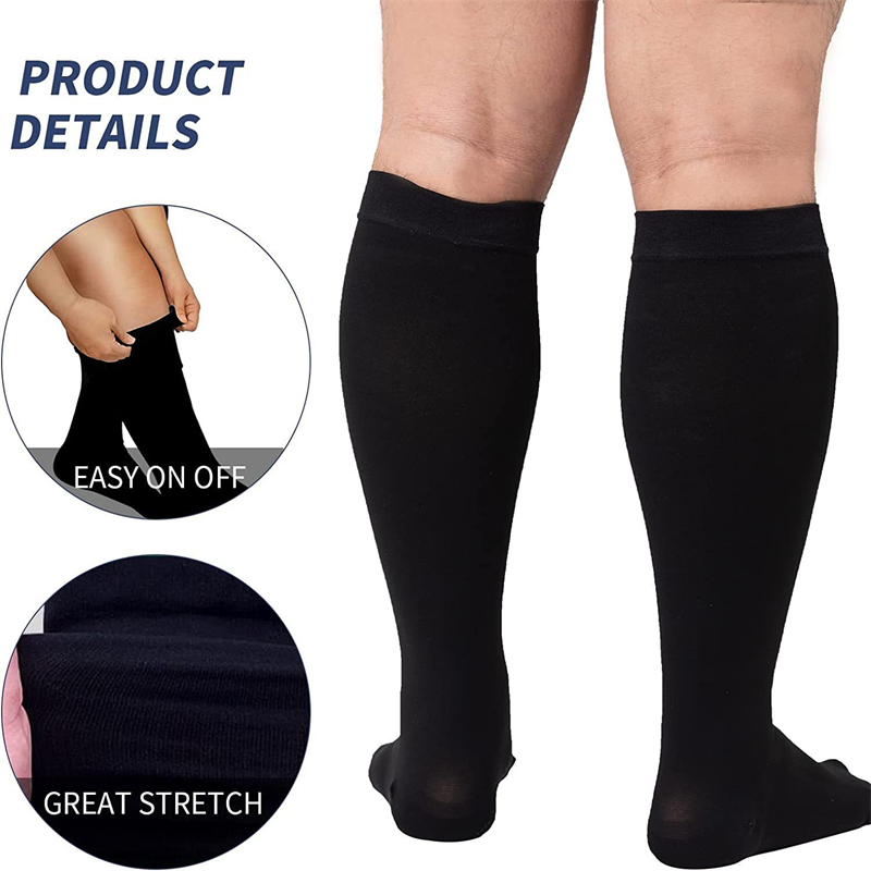 Calcetines de compresión de talla grande para hombre y mujer, medias deportivas de Color sólido para correr, Yoga, talla Extra, para deportes, Fitness, pérdida de peso, 2XL-7XL