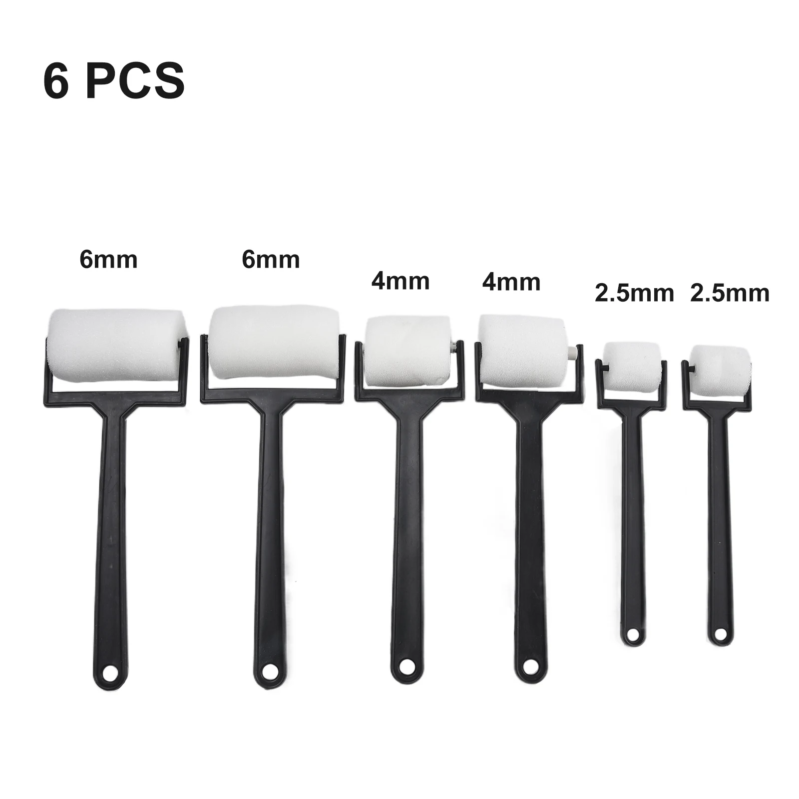 子供用の白いスポンジローラー,色をペイントするブラシ,壁のスティック,クラフトツール,フォームペインティング,DIY, 3個,6個