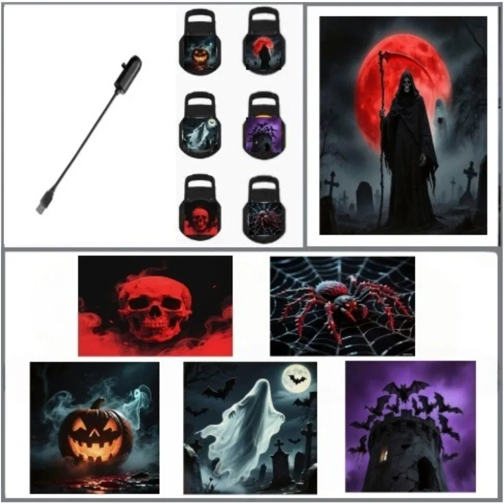 Projektor LED Nocna Gwiezdna Lampa Halloween, Straszna, Marzycielska Planeta, Atmosfera Gwieździstego Nieba, Dekoracja Ścienna Atmosfera