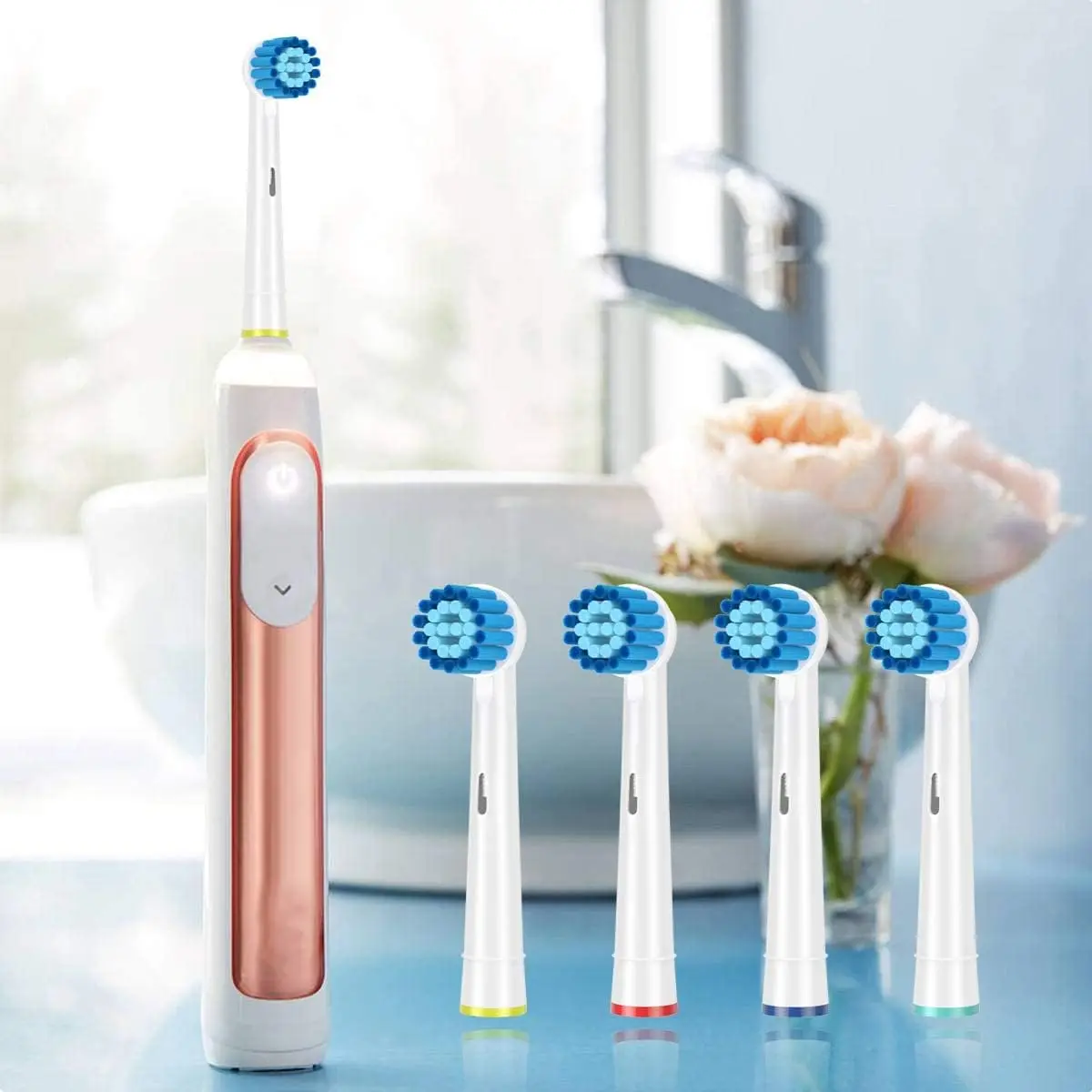 4/8/16 Pack Sensitive Gum Care Replacement Brush Heads Compatible with Oral b Braun Electric Toothbrush,White