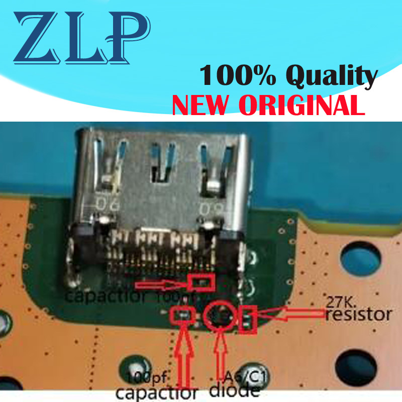 10Sets=40PCS For PlayStation 5 PS5 Near-HDMI Port TOP Front Side 100PF 100NF Capacitor, C1 Diode, 27K Resistor