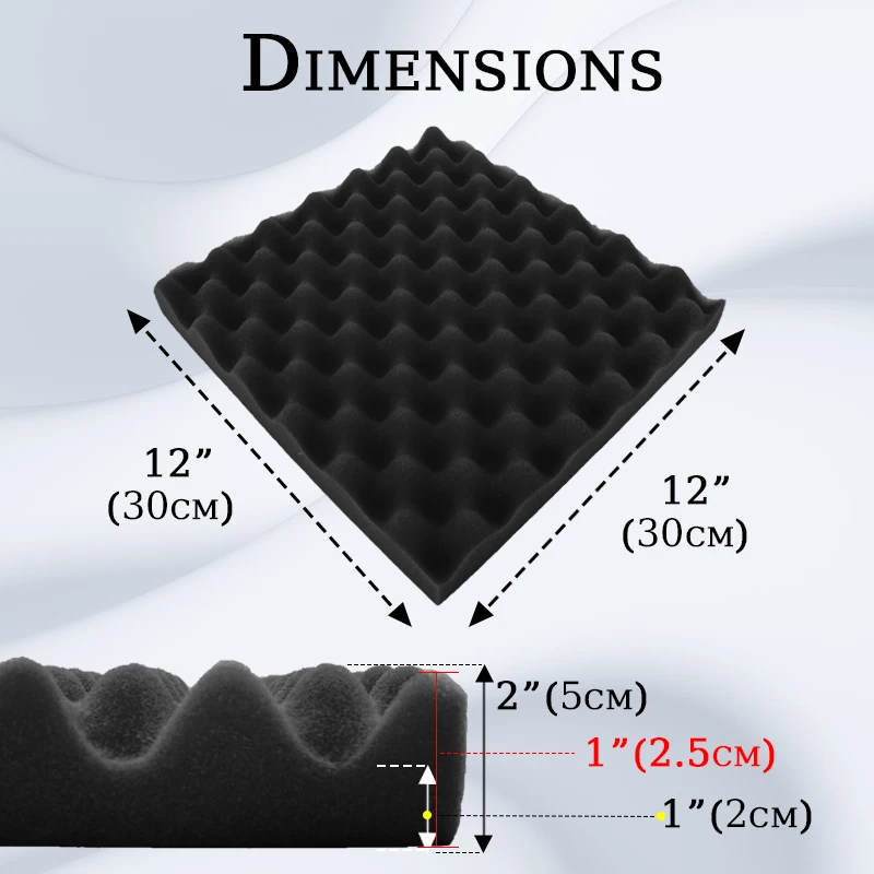 TOUO Egg Trough Wall Soundproof Foam 6 12 24 48 Pcs High Density Sound Absorbing Material Acoustic Foam Ceiling Noise Insulation