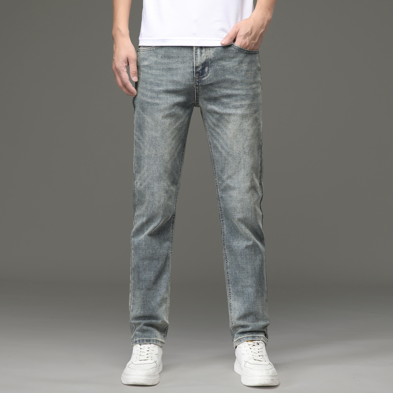 CsmorLee Herren-Jeans, lockere Passform, gerades Bein, trendige lange Hose, lässige, bequeme Denim-Hose