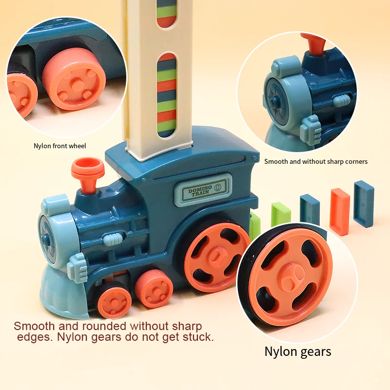 Treno de dominó para crianças, carro elétrico automático, conjunto de dominó colorido, brinquedos educativos, blocos, presente para meninos e meninas