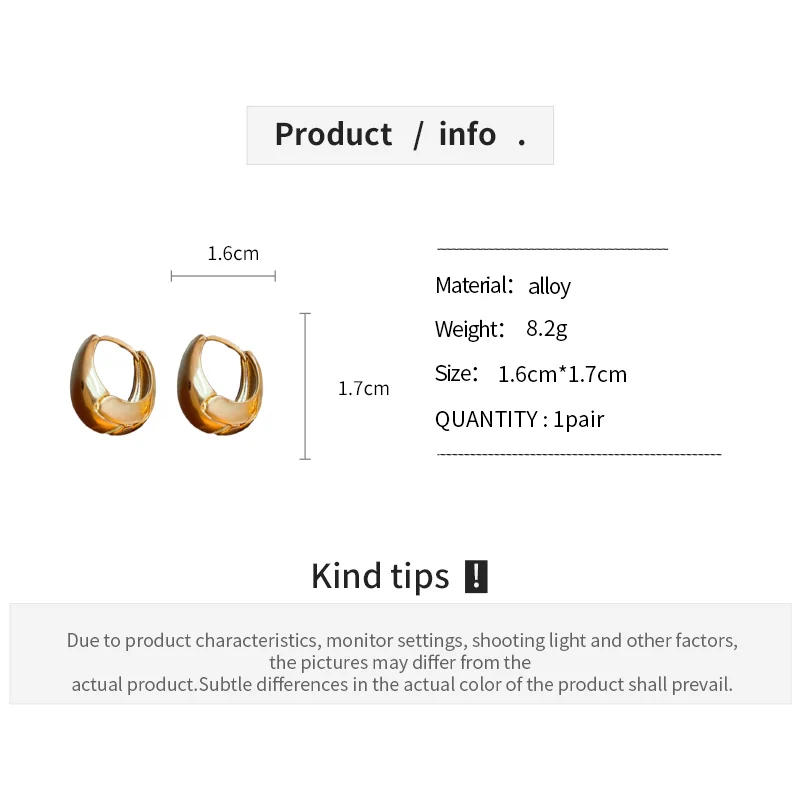 Orecchini a cerchio geometrici in stile metallico per le donne Moda coreana Premium Fibbia per l'orecchio Semplice temperamento pendolare Gioielleria raffinata