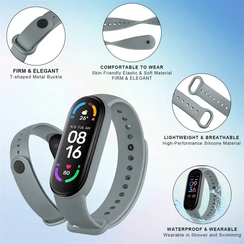 Correa de silicona para reloj Xiaomi Mi Band 7 6 5 4 3, pulsera, correas de muñeca, correa Mi Band 6 7 5 4, accesorios para reloj inteligente
