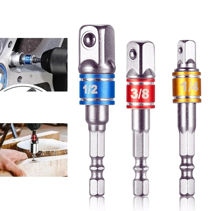 Adaptador de extensión de controlador de impacto, convertidor extendido, taladro eléctrico hexagonal a tuerca de alta velocidad, llave cuadrada masculina, herramienta eléctrica