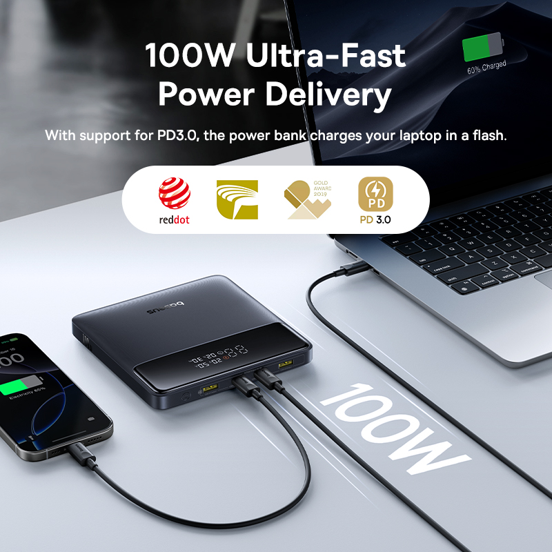 Baseus 100W Power Bank 20000mAh Capacity PD Fast Charging Battery Charger Powerbank For Laptops MacBook iPhone Samsung Xiaomi