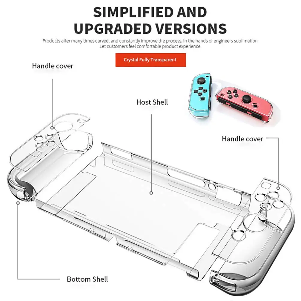 Dockable Trong Suốt Cứng Dành Cho Máy Nintendo Switch 3In1 Bao Da Bảo Vệ Cho Máy Nintendo Switch & Joycon Bộ Điều Khiển Có Tay Kẹp Bao