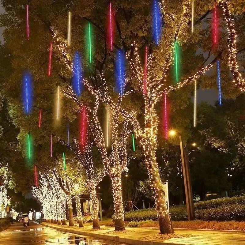 30CM LED pluie de météores lumières étanche chute de pluie fée chaîne lumière pour noël vacances fête Patio décor