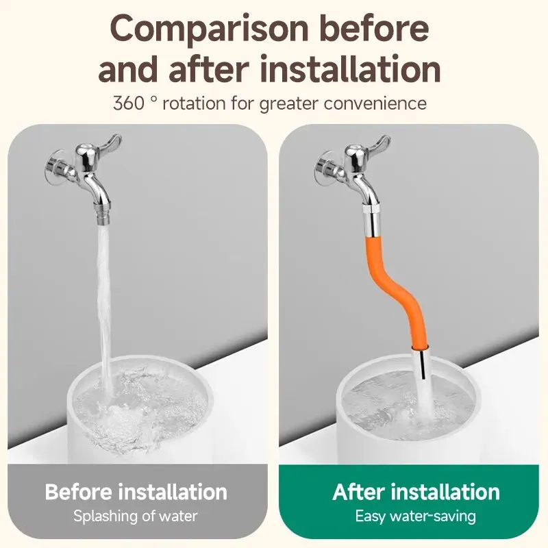 360 °   Uniwersalny elastyczny przedłużacz do kranu z silikonu, obracany, zapobiegający rozpryskiwaniu, przedłużka do kranu, 1 szt., do kuchni i łazienki