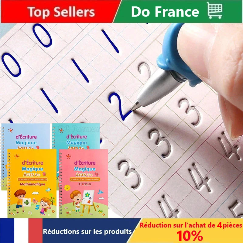 Livraison gratuite SANK cahiers stylo livre de copie magique essuyage gratuit enfants écriture autocollant pratique cahier pour la calligraphie