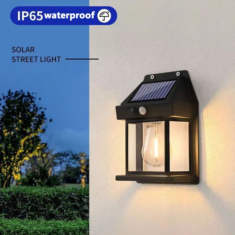 Lámparas solares de filamento de tungsteno, iluminación exterior, impermeable, inducción inteligente, patio, jardín, pared Solar, pequeñas luces nocturnas